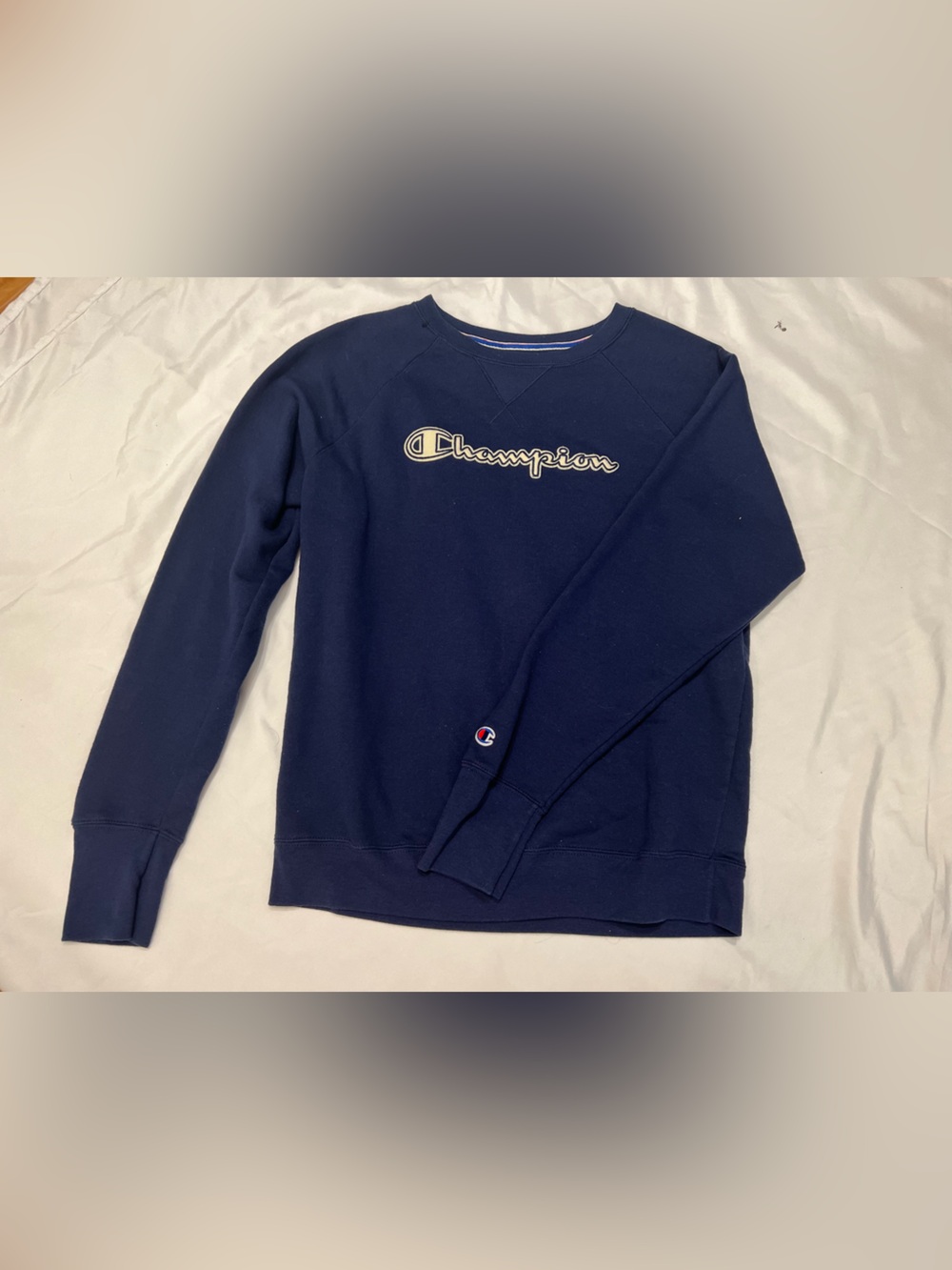 Champion Navy Crewneck Sweatshirt with Cream Logo